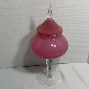 Vintage Pink Glass Apothecary Jar